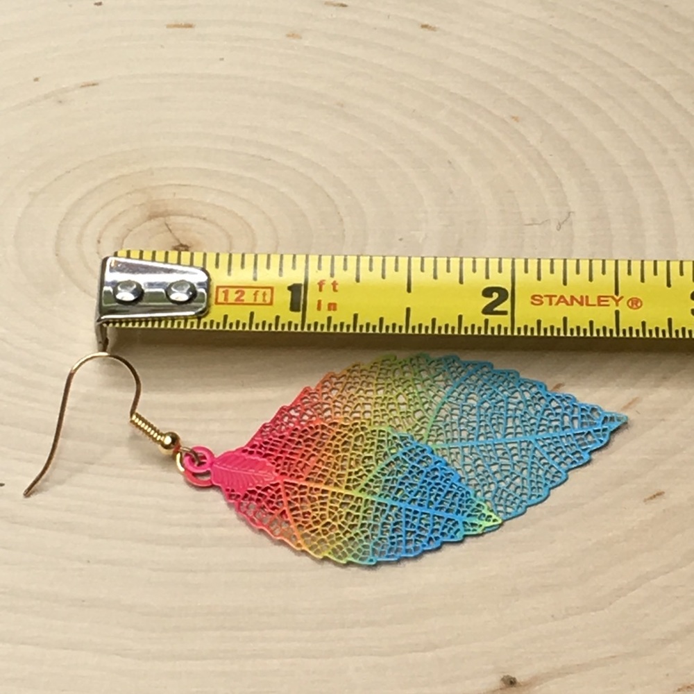 Double Rainbow Leaf Earrings  PRICE IS FIRM - Picture 8 of 8
